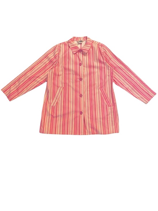L.L. Bean Jackets & Blazers - L.L. Bean coat mackintosh pink stripe L Petite preppy colorful